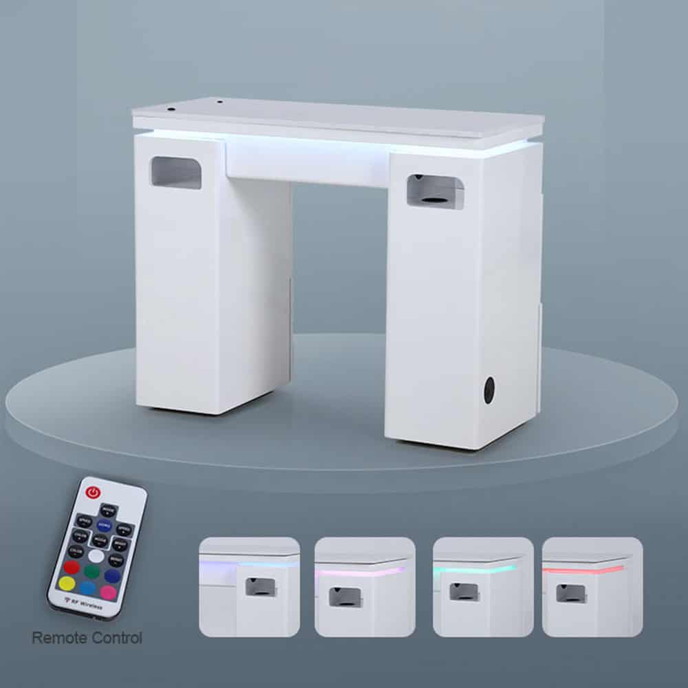 N156 Nail Salon White Manicure Table with Marble Top-5