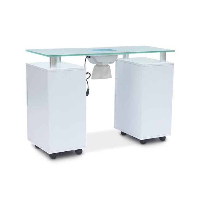 N053 Rolling Manicure Table with Glass Top