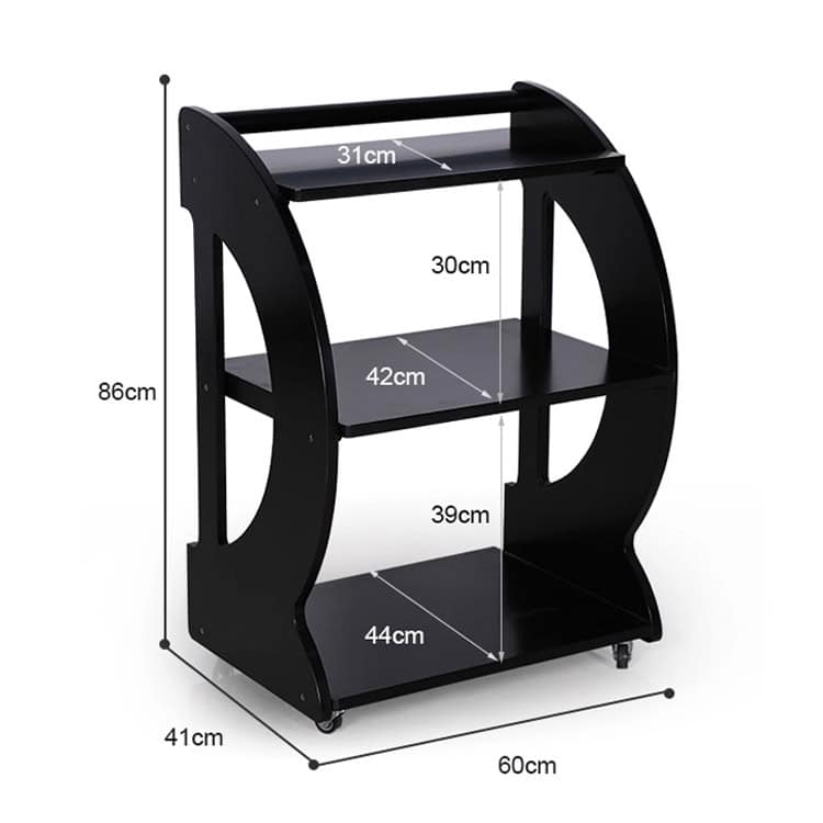 PT19 Black Wooden Salon Trolley Cart Dimension-8