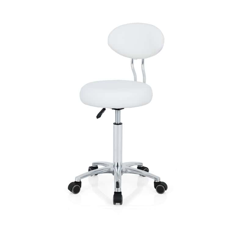 SC-1025 White Salon Stool with Backrest -1